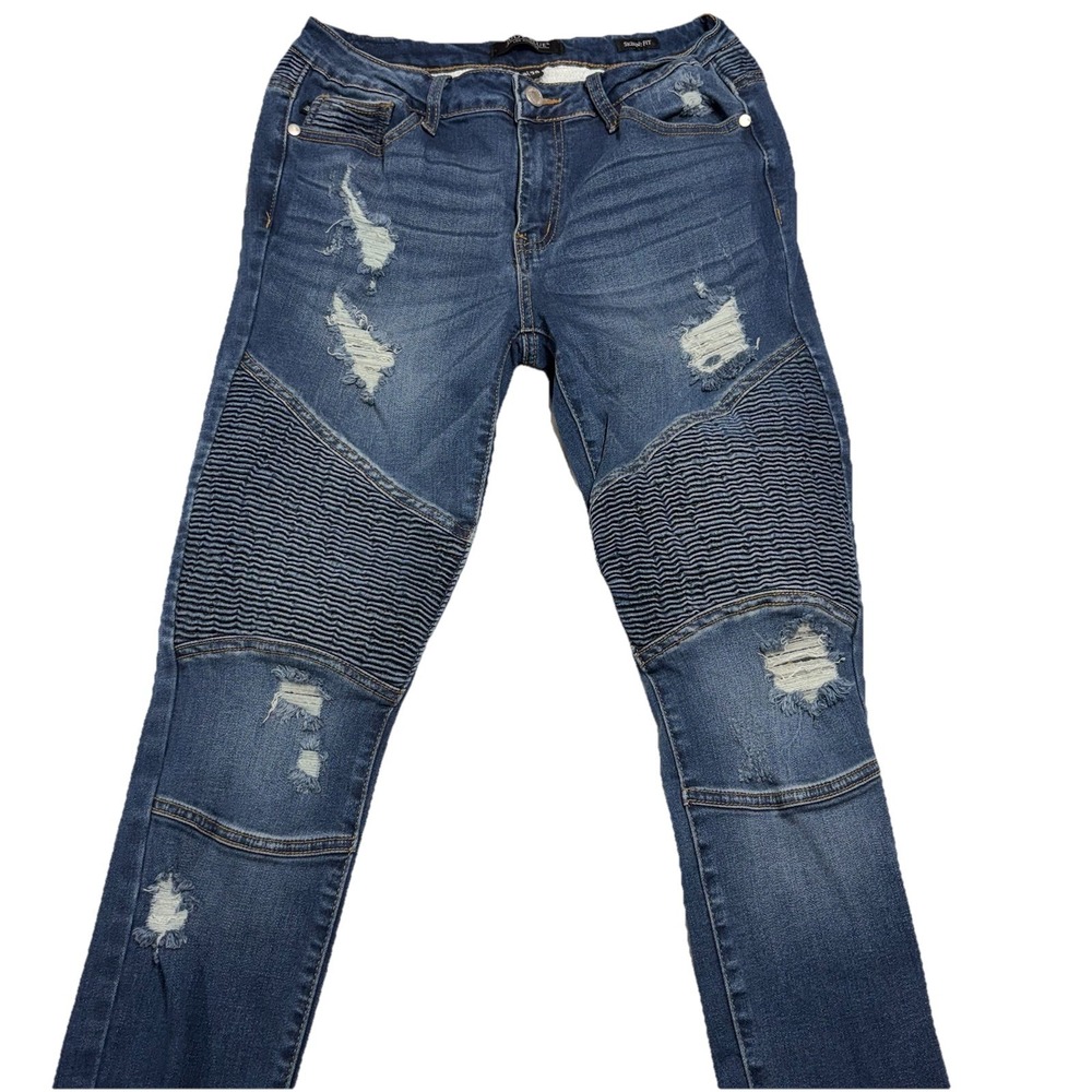 Judy Blue Moto Biker Jeans Womens 9/29 Skinny Fit Distressed Stretch Grunge